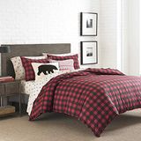 Eddie Bauer Omkeerbaar beddengoed, buffalo plaid woondecoratie voor alle seizoenen, katoen, rood/zwart, kingsize