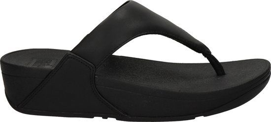 FitFlop Lulu Leather Toepost Teenslippers - Zwart - Maat 36