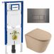 Geberit QeramiQ Dely Toiletset - 36.3x51.7cm - diepspoel - rimless - Geberit UP720 inbouwreservoir - softclose toilet zitting - gunmetal bedieningsplaat - rechthoekige knoppen - mat beige