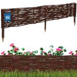 KOTARBAU® Bloembedrand, Wilgenhouten Hek, Beeteinfassing, 100 x 20 cm, Bruin, Tuinafscheiding, Houten Tuinhek, Schapenhek