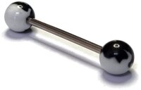 Tongpiercing vlam Acryl Zwart Wit