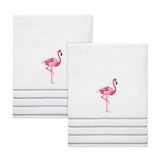 IZOD Badkamer Accessoires Flamingo Collectie, 2 stuks Badhanddoeken, Wit