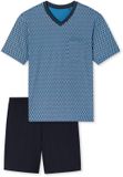 Schiesser Heren Shortama Katoen - Comfort Nightwear - Blauw