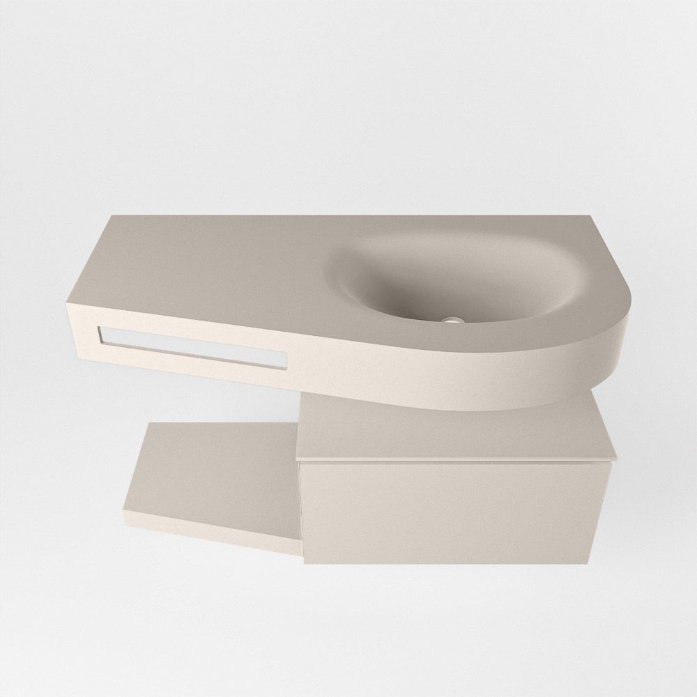 Mondiaz Riva Dulcet badkamermeubel rechts 100 cm met 1 kraangat - Linen