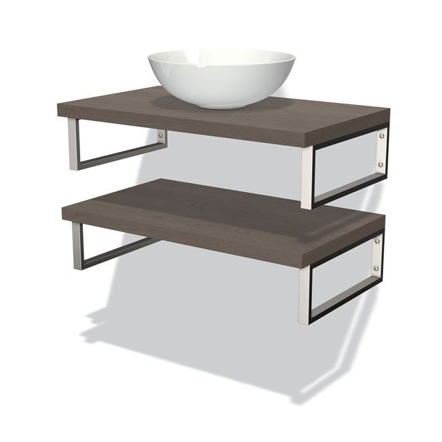 Maxaro Badkamermeubel Modulo Plato 80 cm Donkerbruin Eiken 2 Wastafelbladen