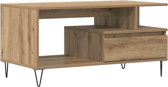 vidaXL Salontafel 90x49x45 cm bewerkt hout artisanaal eikenkleurig