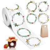 AiQInu Zelfklevende etiketten, 500 stuks, 5 cm, ronde stickers om te beschrijven, hoogwaardige beschrijfbare zelfklevende etiketten met 4 patronen, etiketten jam voor glazen, geschenkzakjes, flessen