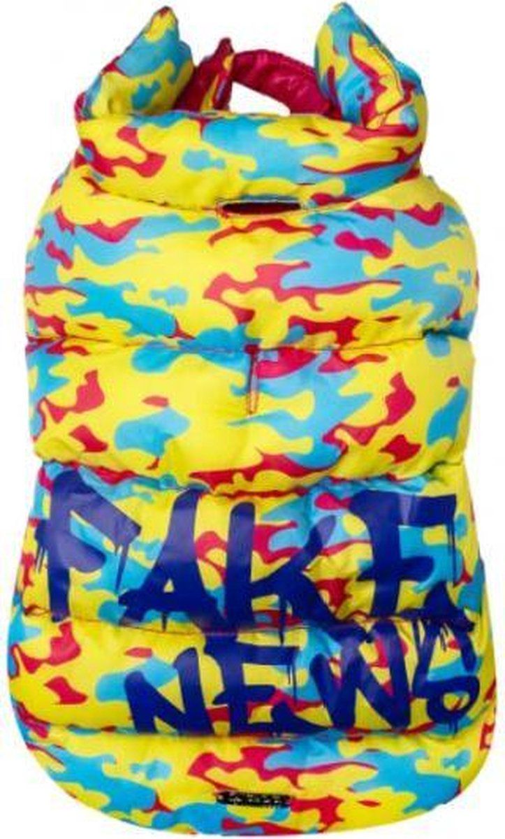 Croci hondenjas fake news geel / blauw / fuchsia 45 cm