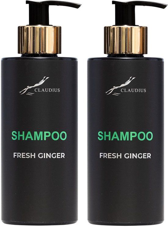 Claudius Cosmetics B.V. Claudius Cosmetics Shampoo Fresh Ginger 300 ml - gouden pomp - 2 stuks