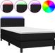 vidaXL Boxspringbed met matras en LED-verlichting, zwart, 90x200 cm, gestoffeerd