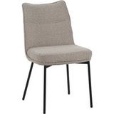 LABEL51 Eetkamerstoel Lennon - Naturel - Boucle - Zwart Metalen Frame