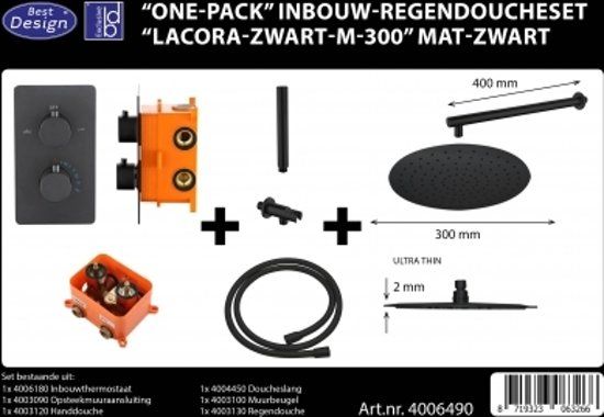 Best Design Lacora-Nero M-300 Regendouche Inbouw Mat Zwart