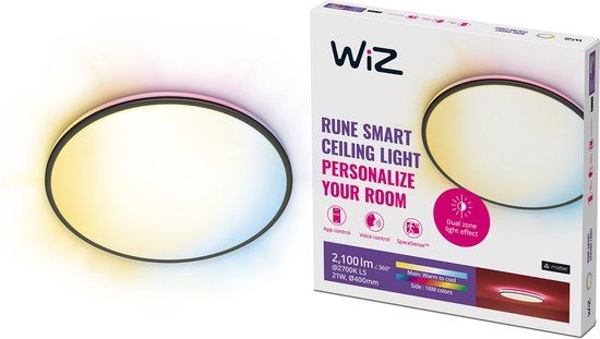 WiZ Rune Plafondlamp - Ø 40 cm - Zwart - LED - 21W - Smart Home - Wi-Fi