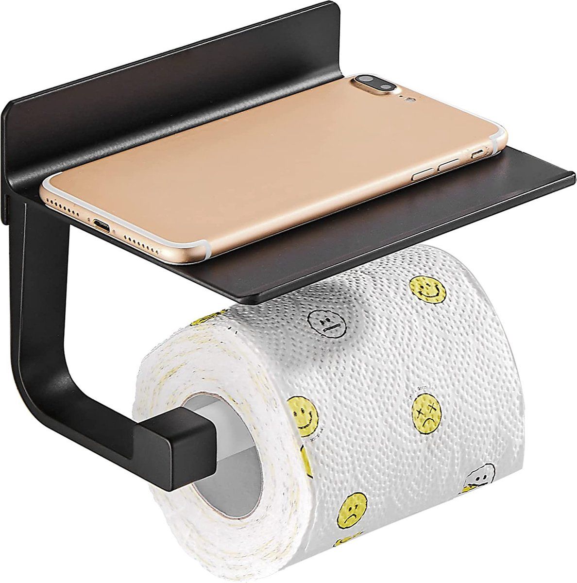 Hoomtaook toiletrolhouder zwart zonder boren - Zelfklevend