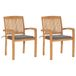 Teak fauteuil 2 stuks met grijze kussens
