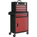 Armoire à outils mobile rouge 5 tiroirs verrouillables sur roues, rangement pour atelier et maison, coffre à outils roulant sécurisé