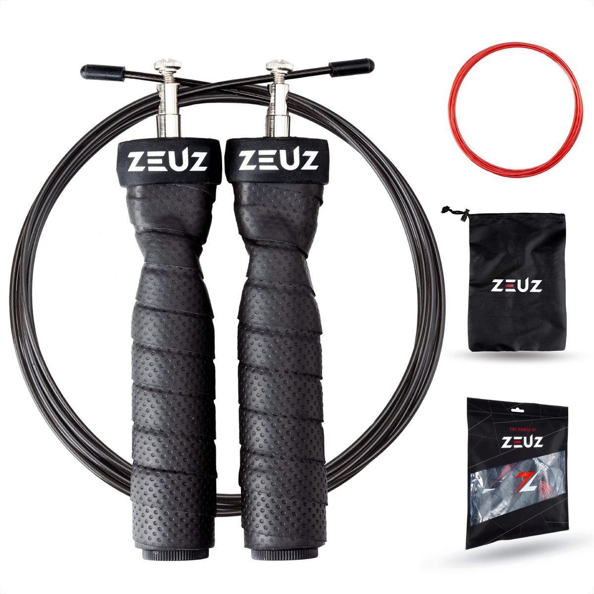 ZEUZ ZEUZ® Crossfit & Fitness Springtouw - Verstelbaar - Speed Rope - Volwassenen - Zwart