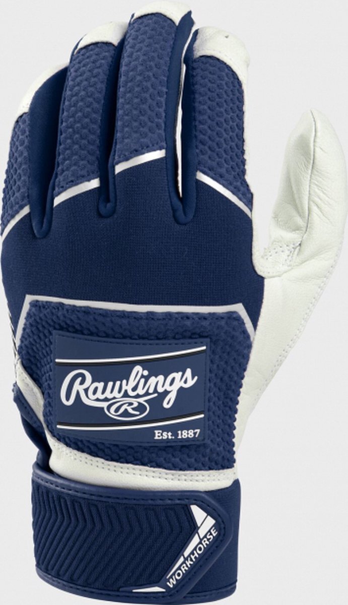 Rawlings - MLB - Honkbal - WH22BG - Slaghandschoentjes - Paar - Workhorse - Baseball Batting Gloves - Navy Blauw - Volwassenen - XL
