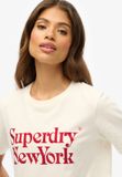 Superdry Brand Mark T-shirt met relaxte pasvorm voor dames in chalk white