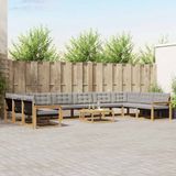 vidaXL Dining loungeset 11-delig Wit en Lichtgrijs