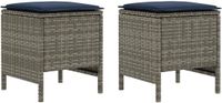 vidaXL Tuin Voetenbank PE Riet Grijs en Marineblauw