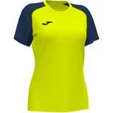 Joma Sportshirt Dames Academy IV Neon Geel/Nacht Blauw Polyester Korte Mouw Effen