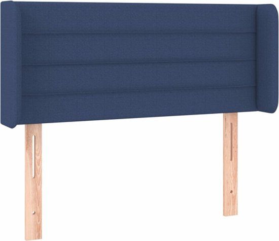vidaXL Hoofdbord met randen stof blauw 83x16x78/88 cm
