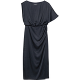 Comma Navy A-symmetrische jurk met lange mouw