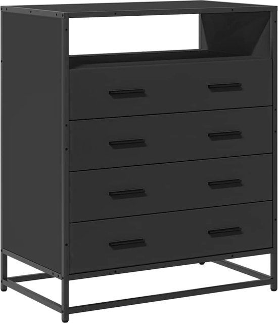 vidaXL Ladekast - 70x41x83,5 cm - Bewerkt Hout - Zwart