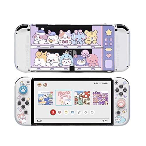 ENFILY Leuke hoes compatibel met Nintendo Switch OLED 2021, Dockable Case Cover, Ergonomische zachte TPU Grip Case voor Joycon, Sparkle Skin Set met Screen Protector en Thumb Caps