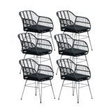 BUITEN living Napels wicker dining tuinstoel set van 6 | zwart
