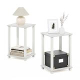 Furinno Simplistic Set van 2 kleine bijzettafels van hout, wit/wit