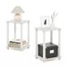 Furinno Simplistic Set van 2 kleine bijzettafels van hout, wit/wit