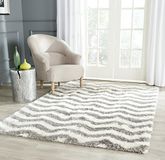 Safavieh Montreal Shag Vloerkleed, SGM846, 122 x 122 cm, Ivoor & Grijs