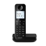Philips D2701B Draadloze vaste telefoon, 11,6 cm (4,6 inch), verticale microfoon, handsfree, tot 14 uur, geoptimaliseerde antenne, privacy-instellingen, zwart