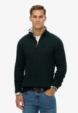 Superdry - Biologisch Katoenen Klassieke Kabel Halve Rits Trui - Heren - Sweaters
