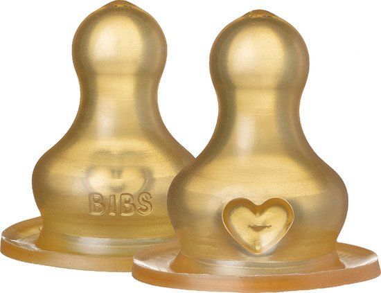 Bibs Flessenspeen Slow Flow 2 stuks - Geel - Siliconen - 18+ maanden