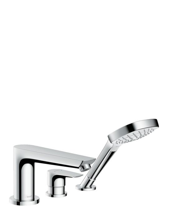 Hansgrohe Talis E afdekset 3 gats badrandcombinatie inclusief Secuflex slanggarnituur chroom