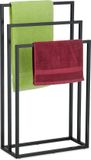Relaxdays handdoekrek - 3 stangen - 82,5 x 46 x 21 cm - staal - modern - zwart