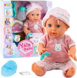Lean Toys Babypop Baby Plassen Roze Set Accessoires Geluiden 35cm