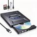 Lecteur/graveur externe CD/DVD 7-en-1, USB 3.0 et USB-C, lecteur de carte SD et hub USB, 15,5 x 14,3 x 2,3 cm, noir