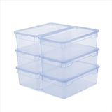 Rotho CLEAR Box 6-delige opbergbox set 5 L met deksel, stapelbaar, 33,5×19×11 cm, transparant blauw