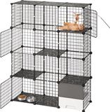VEVOR Cage pour chat Habitat pour chat 4 étages Parc pour chat 104,1x35,5x139,7cm Métal noir