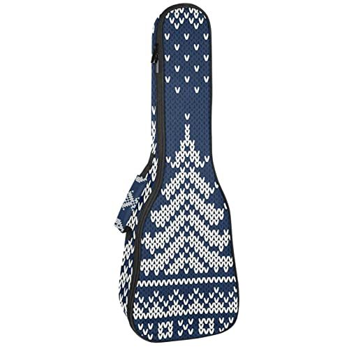 Mersov Concert Ukelele Rugzak, Heavy Duty Ukulele Case Bag met Opslag, Sopraan Concert Tenor Ukelele 10MM Gewatteerde BagBlack SheepsBlue Kerst Breipatroon