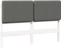 vidaXL - Gestoffeerd hoofdbord met hoofdeinde - Wit en Lichtgrijs - 150 cm