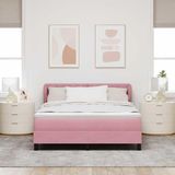 Maison Exclusive - Lit À Ressorts Avec Tête De Lit Rose 140 X 190 Cm Velours
