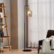 Lindby - vloerlamp - 1licht - Metaal, glas - H: 150 cm - E27 - zwart, goud, rook