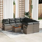 vidaXL Tuinbank Set 9-delig Grijs Polyrattan