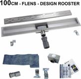 Boss & Wessing BWS Douchegoot RVS Met flens 100 cm Uitneembaar Sifon Standaard Rooster