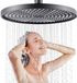 PromoHome Ronde Regendouchekop 25 cm - Zwarte Hogedruk Douchekop met Zelfreinigende Functie, 360° Verstelbaar, Waterbesparend, Universele Aansluiting G1/2